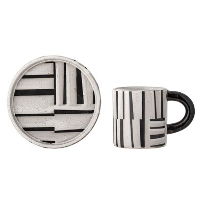 Bloomingville Frankie Kopp w/Saucer, Svart, Stengods - 6-pack