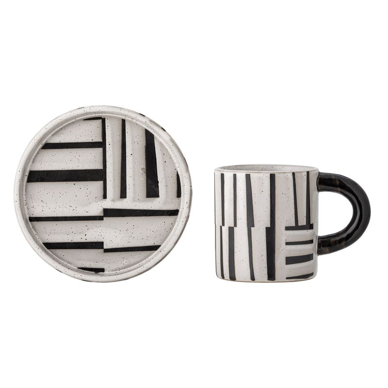 Bloomingville Frankie Kopp w/Saucer, Svart, Stengods - 6-pack