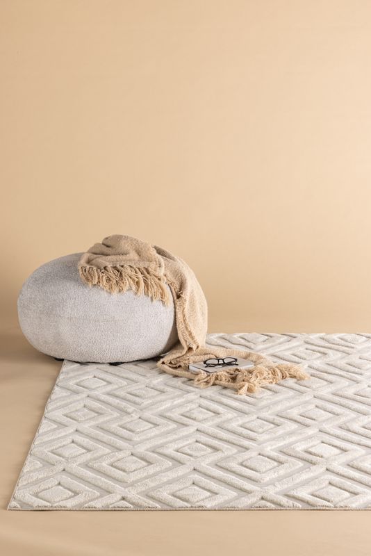 Venture Home Pia Matta - Vit med Zick-Zack Mönster