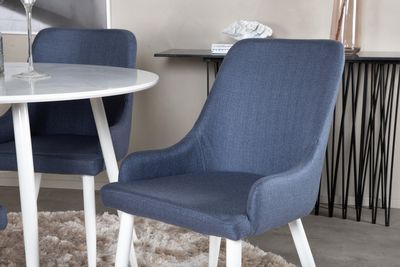 Venture Home Plaza 4 st Matstolar Blå + Runt Matbord ⌀100 Vit