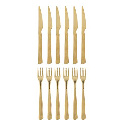 Bloomingville Ollin Steak Cutlery, Multipack, Gold, Stainless Steel