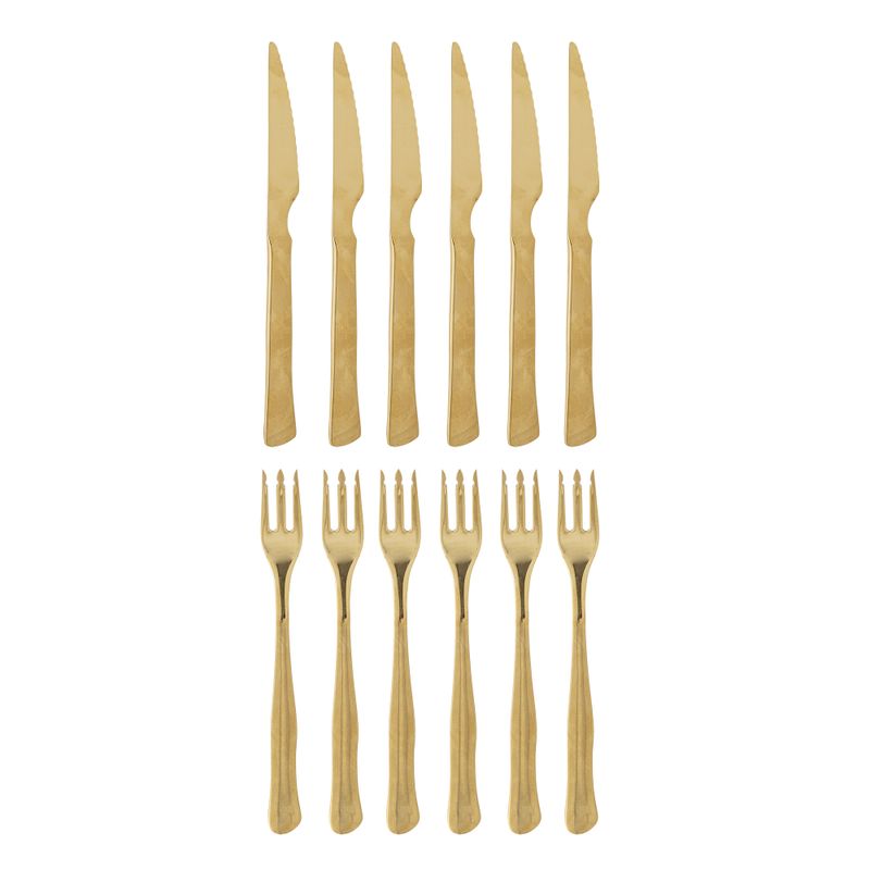 Bloomingville Ollin Steak Cutlery, Multipack, Gold, Stainless Steel
