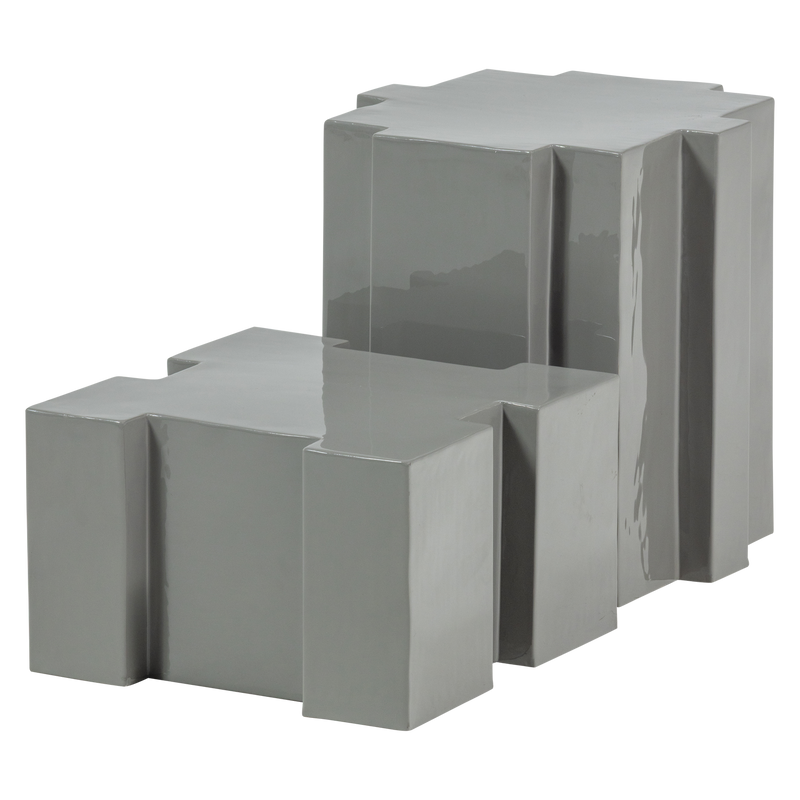 WOOOD Jasmir Sidobord Set - Metall Grå