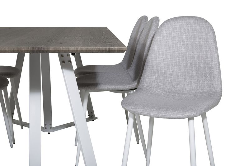Venture Home Polar & Marina 6 st Matstolar Grå + Rektangulärt Matbord 180 x 90 Grå