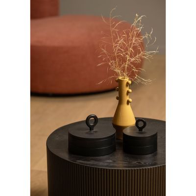 WOOOD SANNE Runt Sidobord MDF Svart