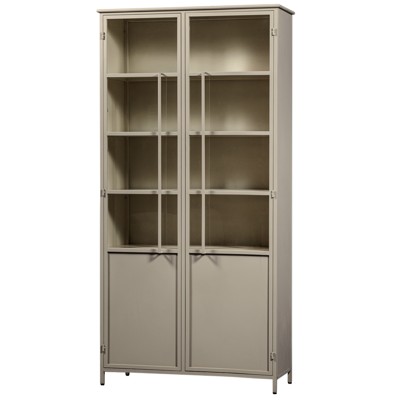 WOOOD Exhibit XL vitrinskåp med två dörrar i metall, sandfärg