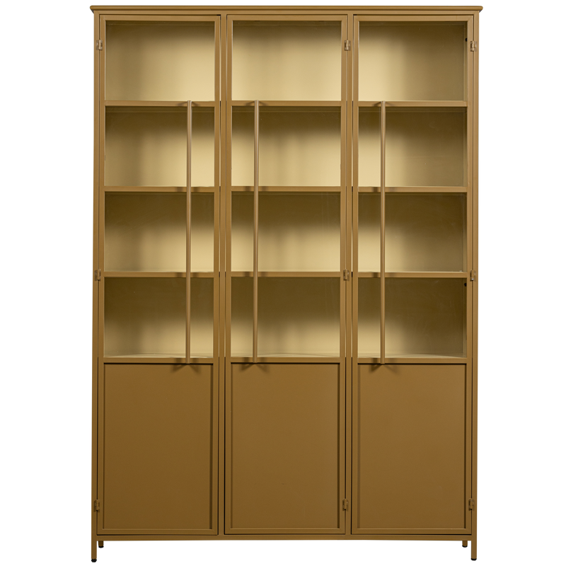 WOOOD Exhibit XL 3-dörrars vitrinskåp metall honung