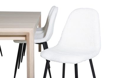 Venture Home Slider & Polar Rektangulärt Matbord 170 x 95 Vitputsad + Matstolar 6-pack Vit
