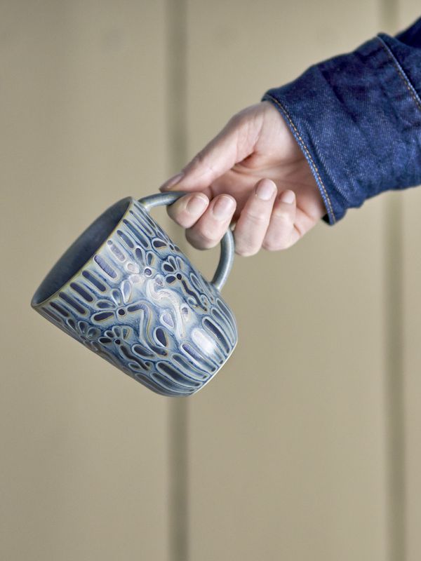Bloomingville Samsin Mugg, Blå, Stengods - 6-pack