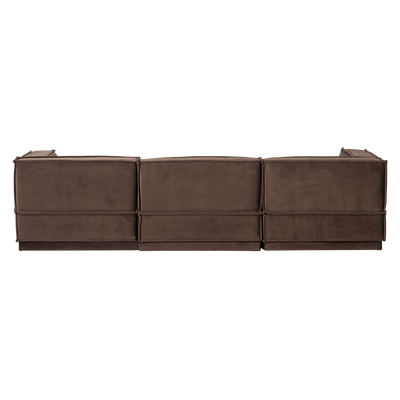 WOOOD Manu Chaise Longue Soffa Höger, Brun Velour