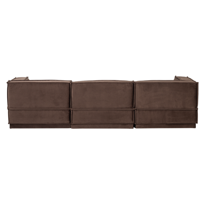 WOOOD Manu Chaise Longue Soffa Höger, Brun Velour