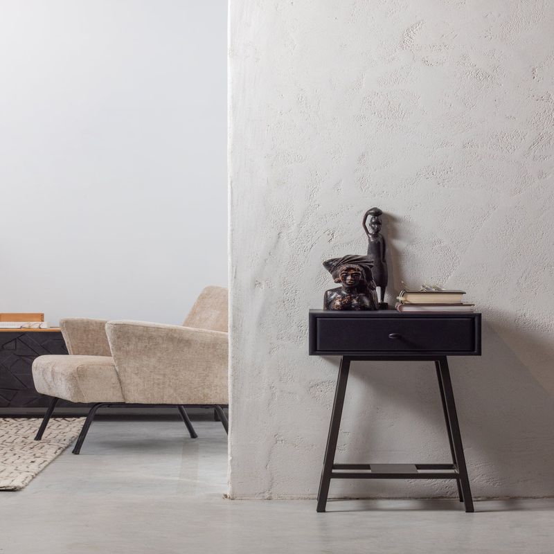 WOOOD Skybox Sidobord i Mangoträ och Metall, Svart