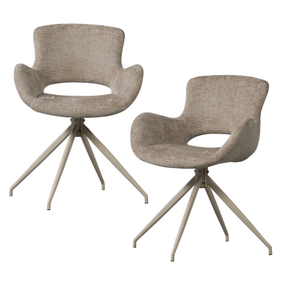 WOOOD ELIVA Matstol Struktur Sammet Sand - Set om 2