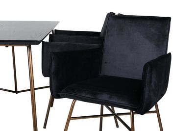 Venture Home Petra Rektangulärt Matbord 190 x 90 Svart + 6 st Matstolar Svart