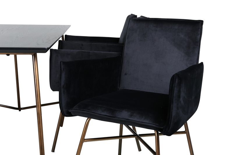 Venture Home Petra Rektangulärt Matbord 190 x 90 Svart + 6 st Matstolar Svart