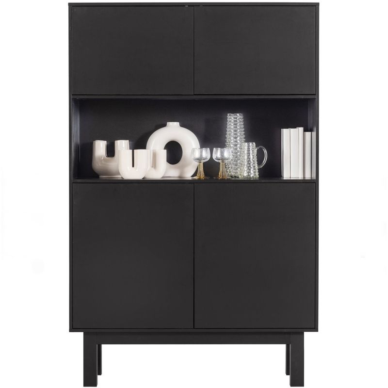 WOOOD FINCA Buffé- och Drinkskåp i Svart Furu