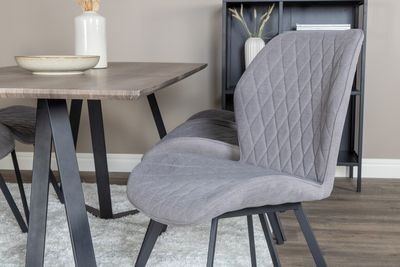 Venture Home Gemma & Marina 6 st Matstolar Grå + Rektangulärt Matbord 180 x 90 Natur