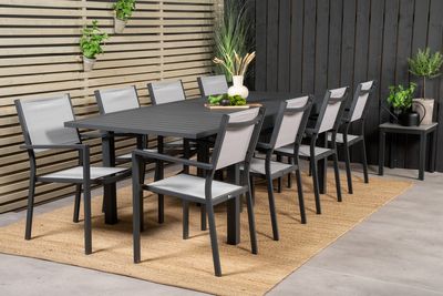 Venture Home Copacabana & Marbella 8 st Matstolar + Rektangulärt Matbord 160 x 100 Svart