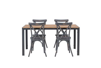 Venture Home Break & Tablas Rektangulärt Matbord 150 x 90 Svart + 4 st Matstolar Mörkgrå