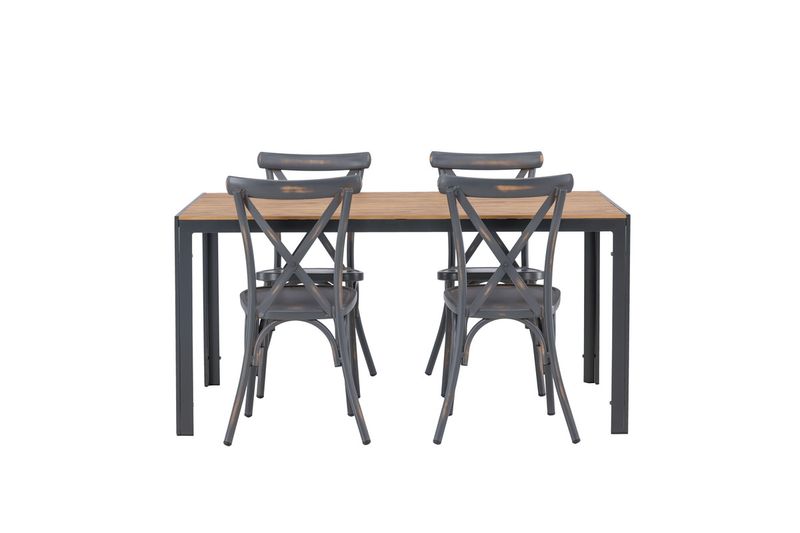 Venture Home Break & Tablas Rektangulärt Matbord 150 x 90 Svart + 4 st Matstolar Mörkgrå