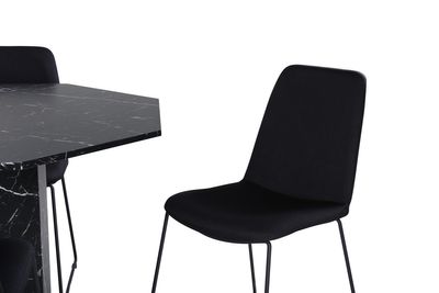 Venture Home Muce & Marbs 4 st Matstolar Svart + Runt Matbord ⌀110 Svart