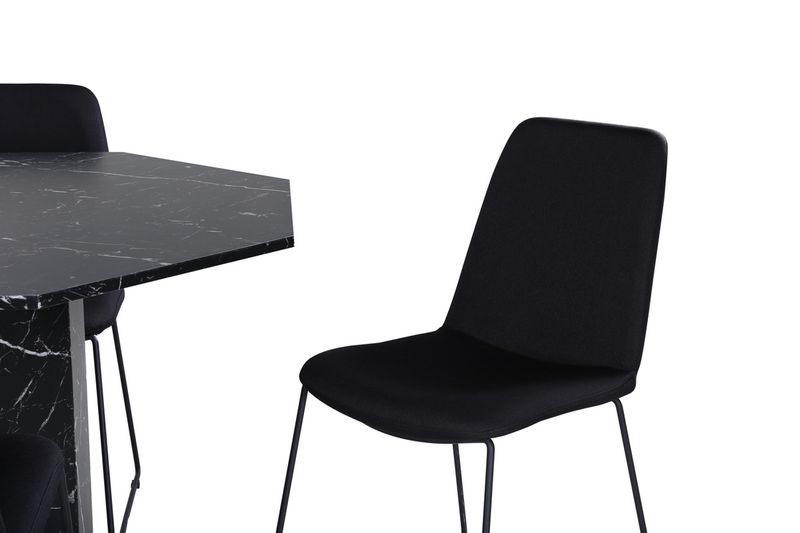 Venture Home Muce & Marbs 4 st Matstolar Svart + Runt Matbord ⌀110 Svart