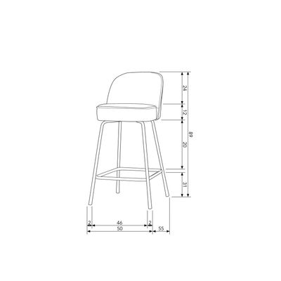 WOOOD VOGUE Barstol 65 cm Sammet Svart