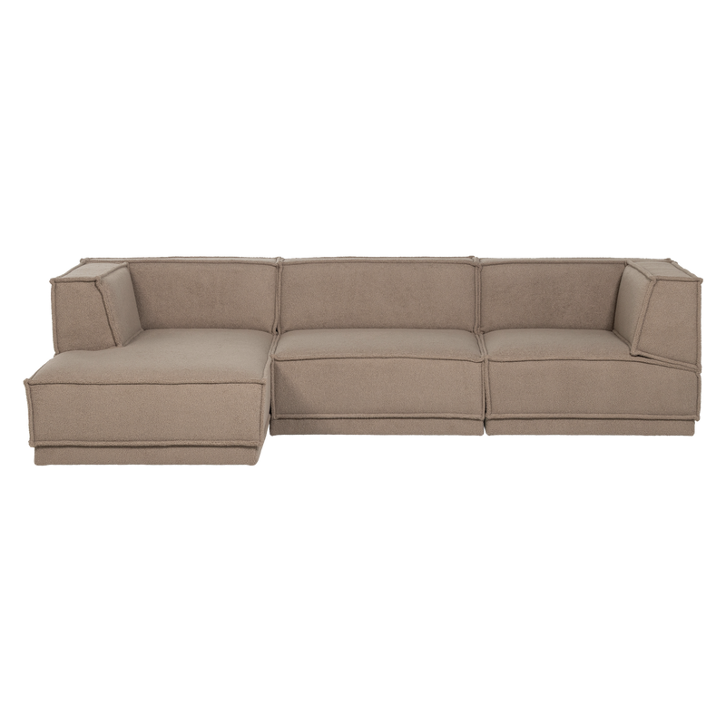 WOOOD MANU Chaise Longue Soffa Vänster i Teddy Mullvad