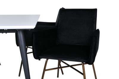 Venture Home Jimmy & Petra Rektangulärt Matbord 150 x 90 Vit + 4 st Matstolar Svart