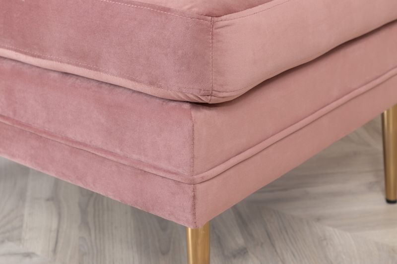 Venture Home Boom Ottoman - Rosa Sammetslen Sittpuff