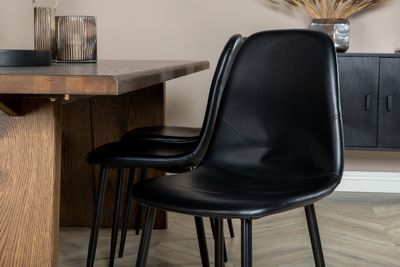 Venture Home Logger & Polar Rektangulärt Matbord 210 x 100 Natur + 6 st Matstolar Svart