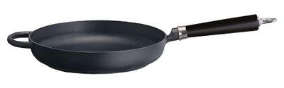 Ronneby Bruk, Stekpanna Gjutjärn 28 cm Rund Kant & Svart Trähandtag