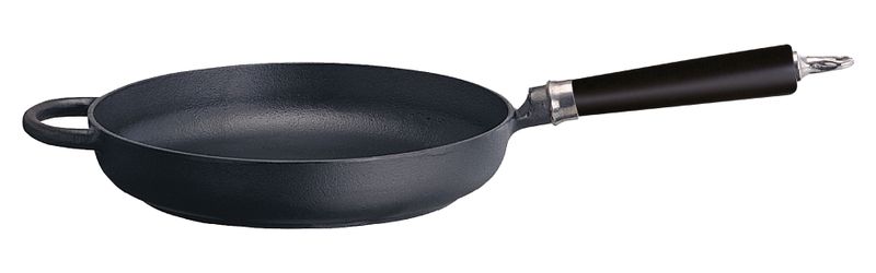 Ronneby Bruk, Stekpanna Gjutjärn 28 cm Rund Kant & Svart Trähandtag