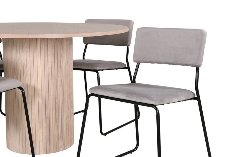 Venture Home Kenth & Bianca 4 st Matstolar Grå + Runt Matbord ⌀110 Vitputsad