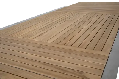 Brafab Naos Matbord 100x220-320 cm Rostfritt Stål/Teak