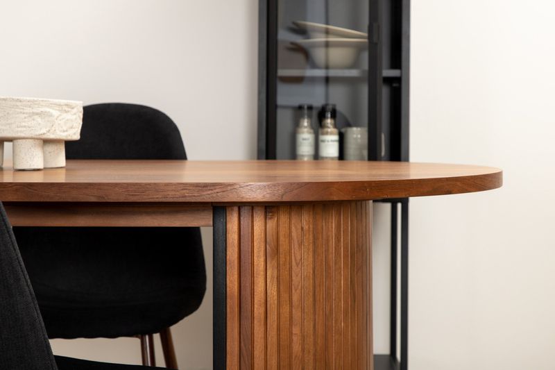 Venture Home Bianca & Polar Ovalt Matbord 200 x 90 Valnöt + 6 st Matstolar Svart