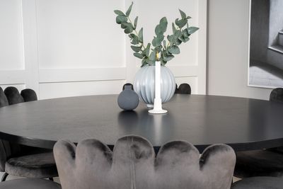 Venture Home Limhamn & Copenhagen 6 st Matstolar Grå + Runt Matbord ⌀140 Svart