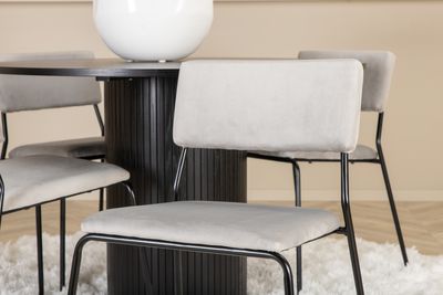 Venture Home Kenth & Bianca 4 st Matstolar Grå + Runt Matbord ⌀110 Svart