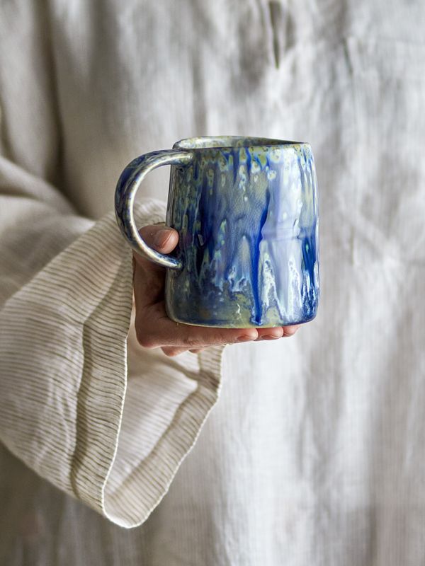 Bloomingville Yori Mugg, Blå, Stengods - 6-pack