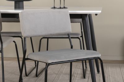 Venture Home Jimmy & Kenth Rektangulärt Matbord 150 x 90 Vit + 4 st Matstolar Grå