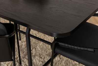 Venture Home Tvist & Uno 6 st Matstolar Svart + Rektangulärt Matbord 200 x 90 Svart