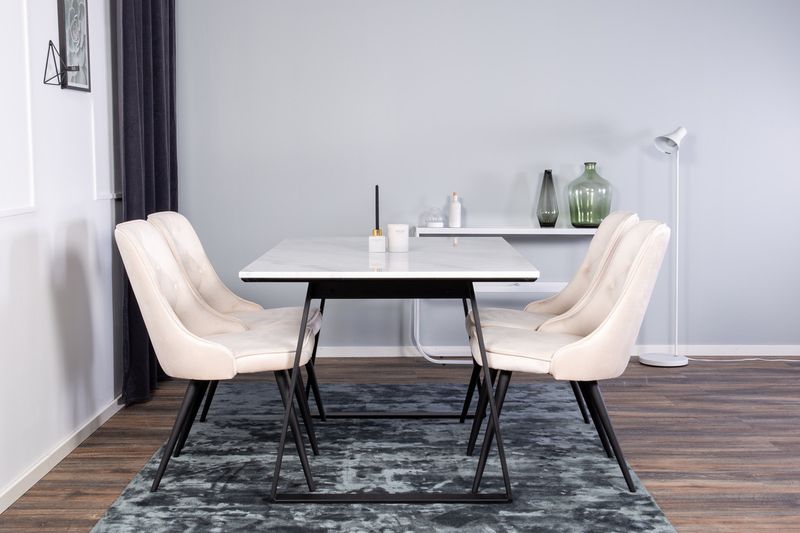 Venture Home Matgrupp Estelle med 4st matstolar Velvet Deluxe