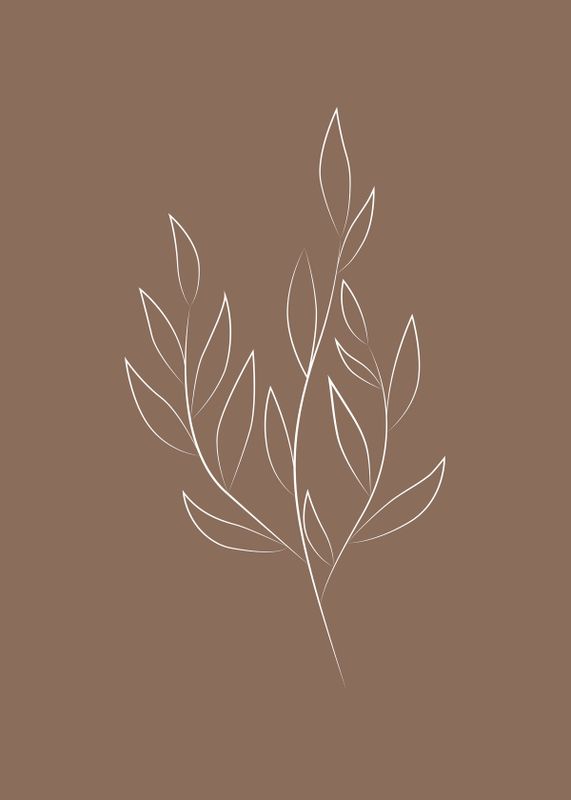 Venture Home Drawed leaf Poster Brun