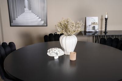 Venture Home Limhamn & Copenhagen 6 st Matstolar Svart + Runt Matbord ⌀140 Svart