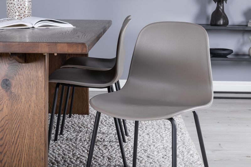 Venture Home Logger & Arctic Rektangulärt Matbord 210 x 100 Natur + Matstolar 6-pack Beige