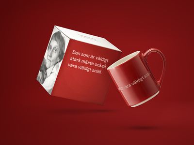 Design House Stockholm Astrid  Lindgren Röd mugg "Den som är väldigt stark" Nr. 2