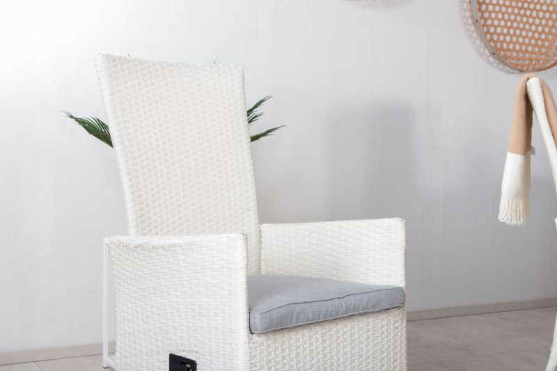 Venture Home Levels & Padova Rektangulärt Matbord 160 x 100 Vit + Reclinerstolar 6 st Vit