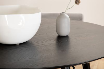 Venture Home Kenth & Dipp 4 st Matstolar Grå + Runt Matbord ⌀115 Svart