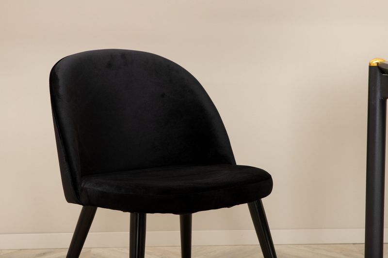 Venture Home Pelle & Velvet Rektangulärt Matbord 190 x 90 Svart + 6 st Matstolar Svart