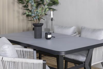 Venture Home Virya Rektangulärt Matbord 160 x 90 Svart + 4 st Matstolar Svart